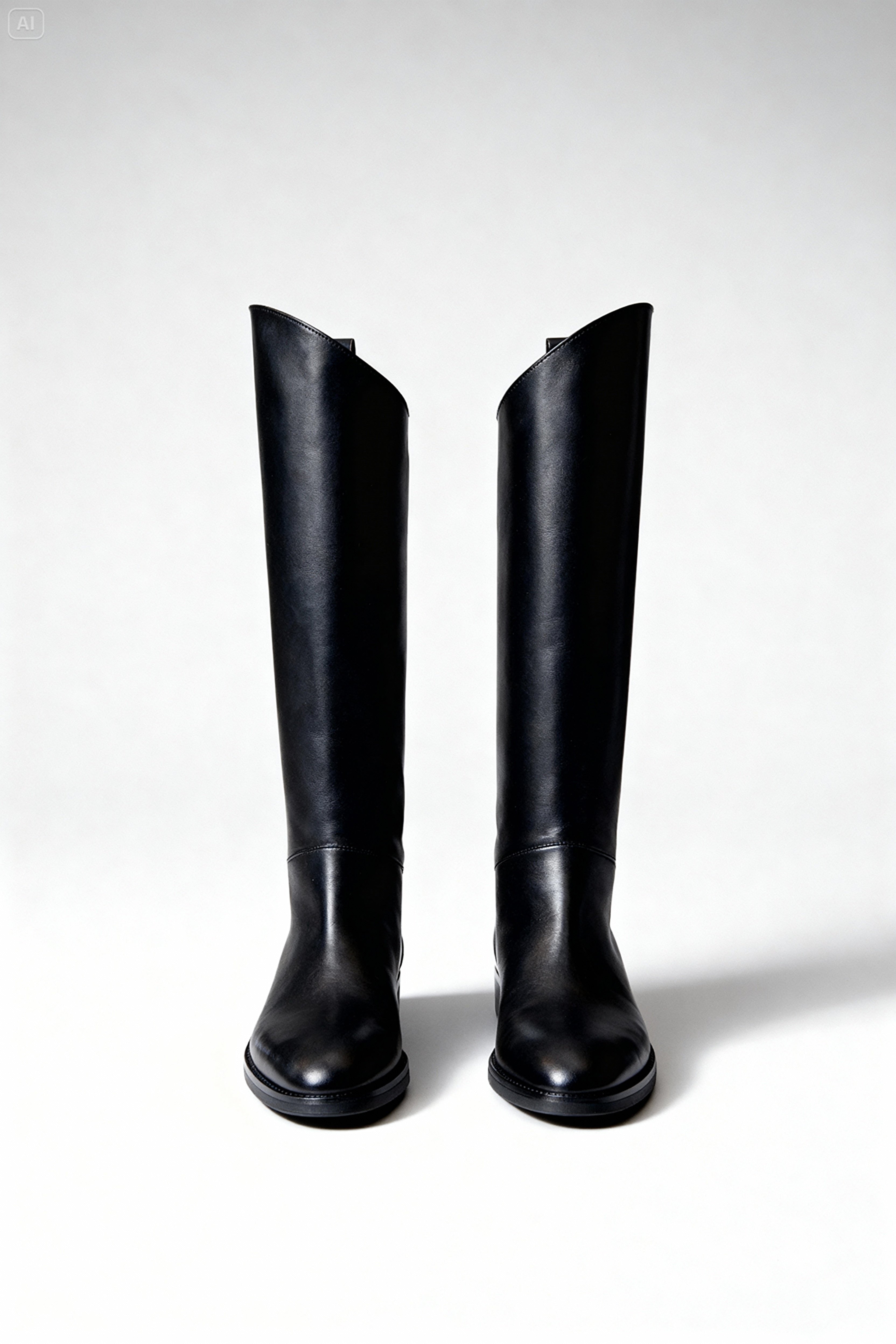 Asimetrik Form Detaylı Siyah Binici Çizme