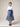 White & Navy Jacquard Dress