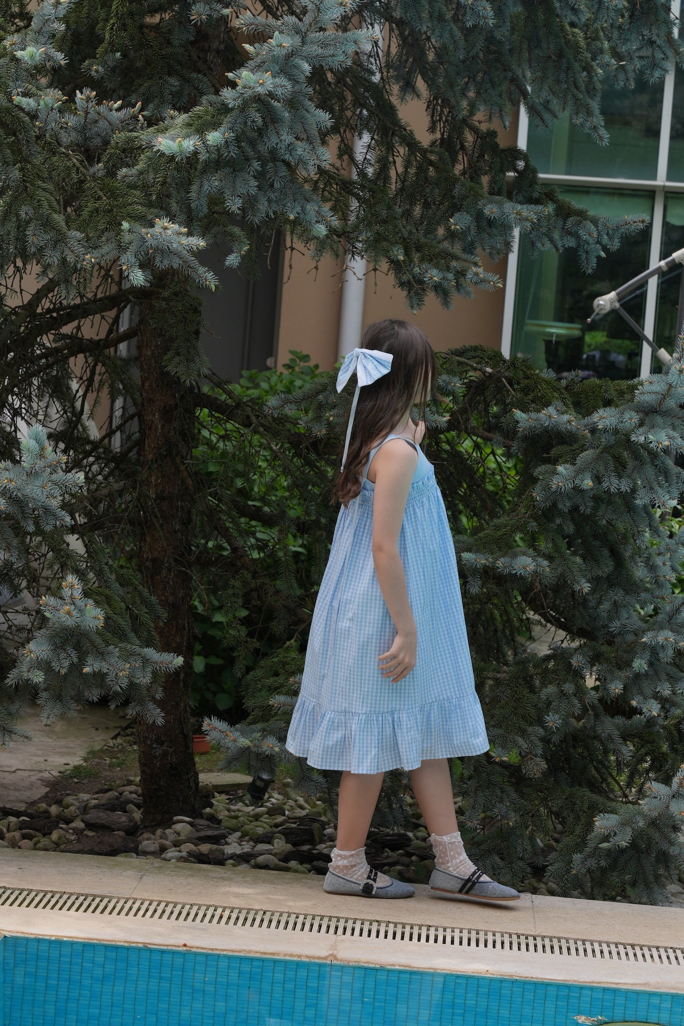 White-Blue Gingham Dress