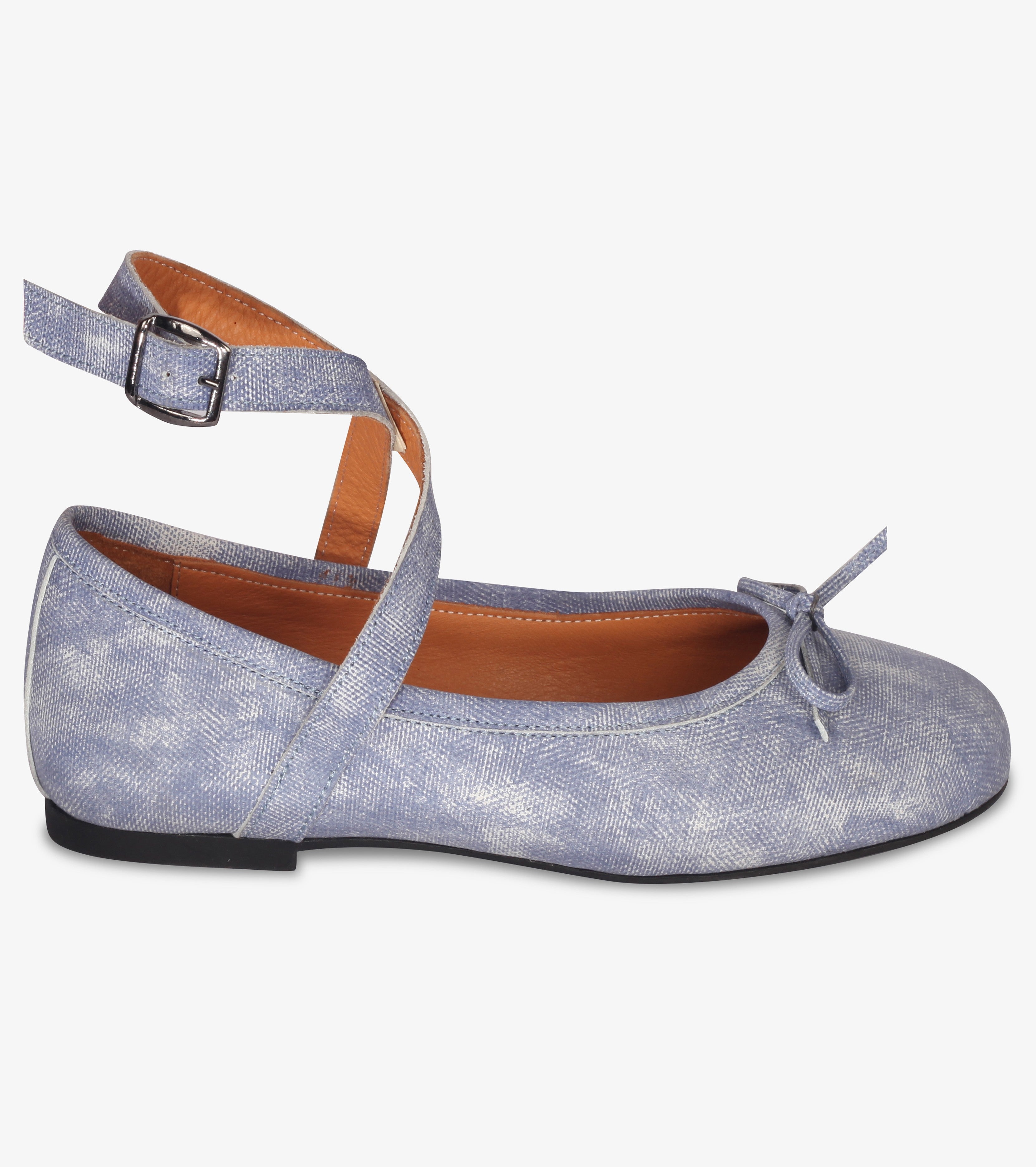 Denim Rengi Bilekten Bağlama Balerin/Babet