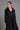 Draped-Collar Black Satin Poplin Blouse