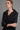 Draped-Collar Black Satin Poplin Blouse