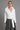 Draped-Collar Off-White Satin Poplin Blouse