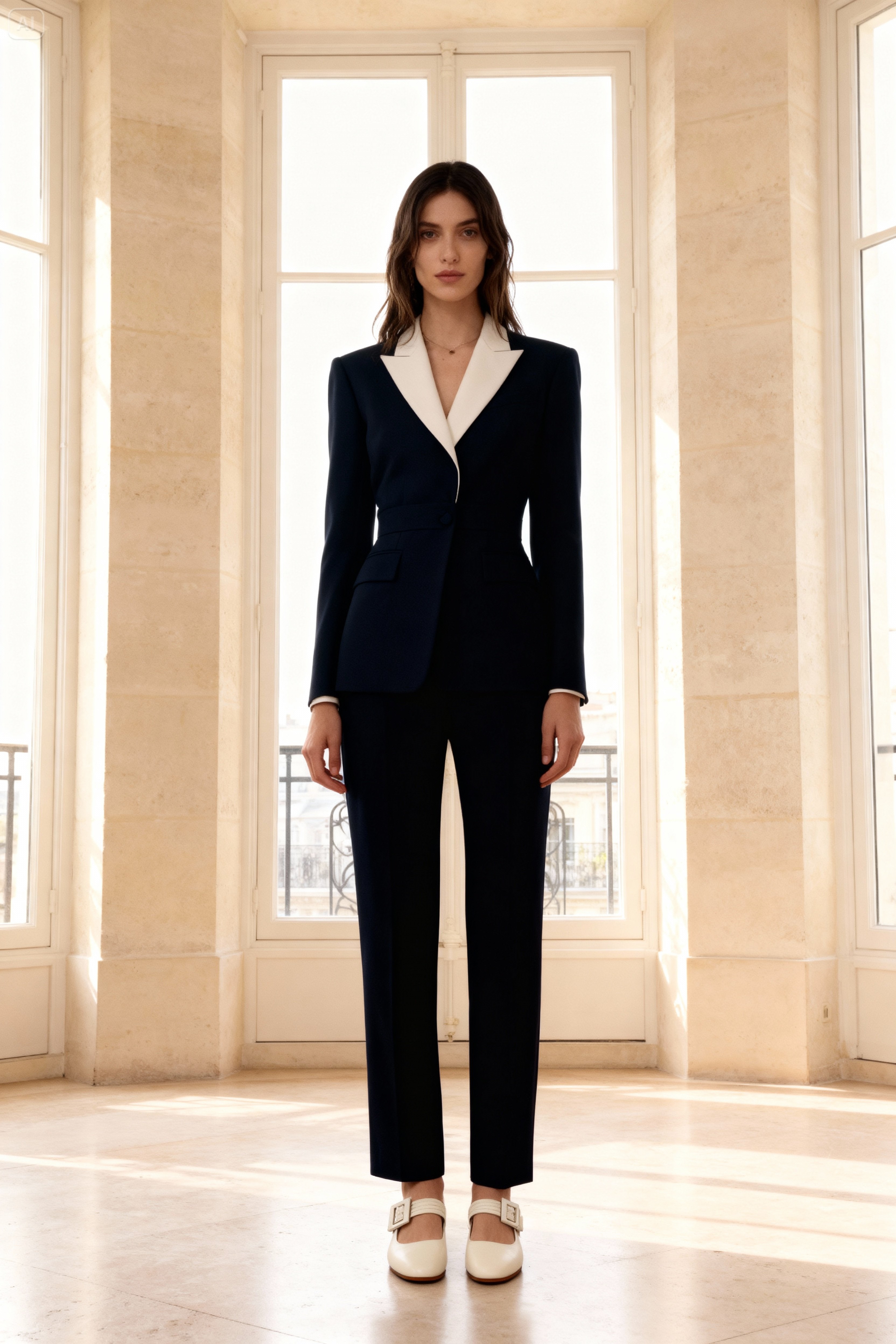 Kırık Beyaz Kalın Bantlı Balerin/Babet