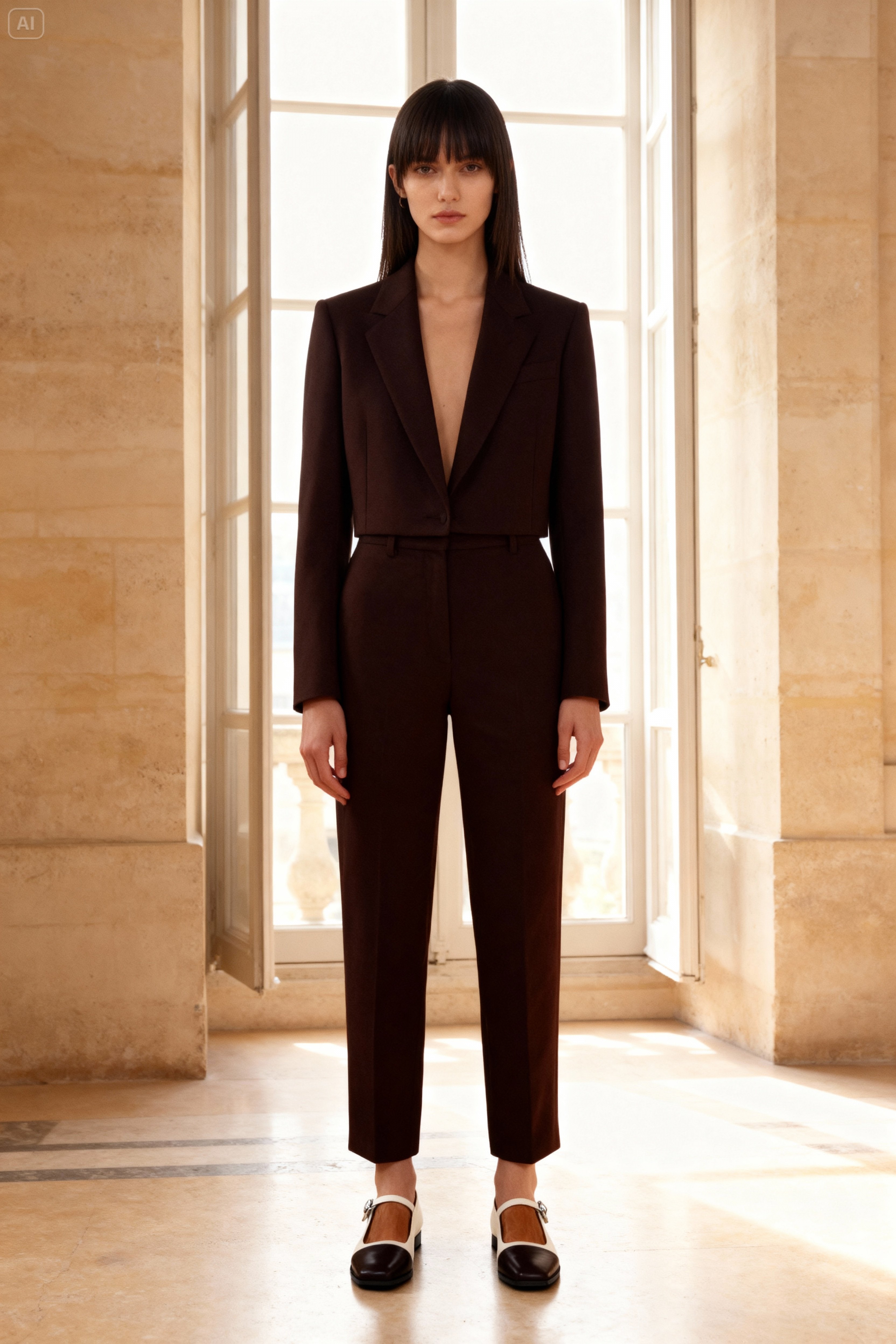 Bej-Kahve Kare Burun Balerin/Babet